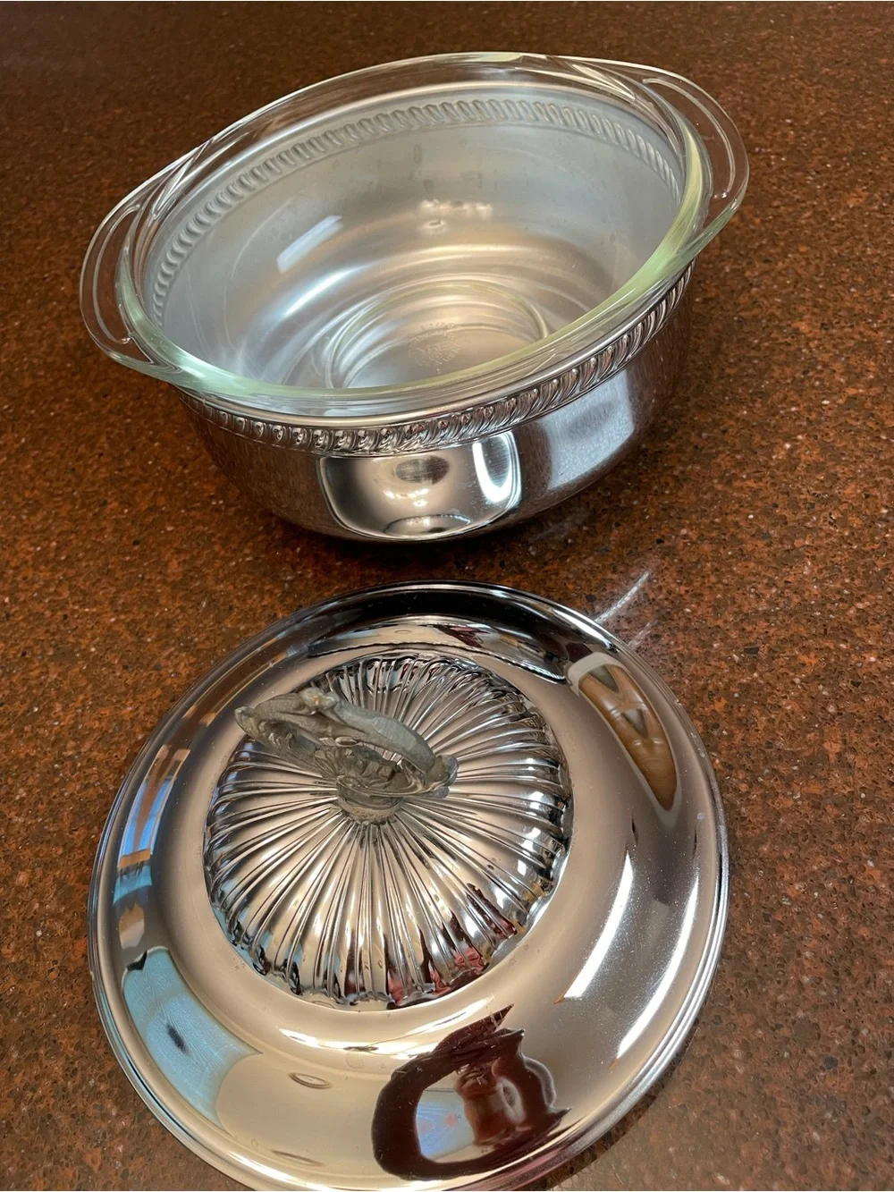 Pyrex vintage silver